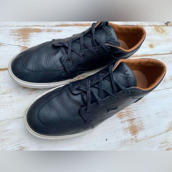 Lacoste Other - LACOSTE men’s Bayliss Black leather casual Sneakers sz 11.5 preppy classic EUC